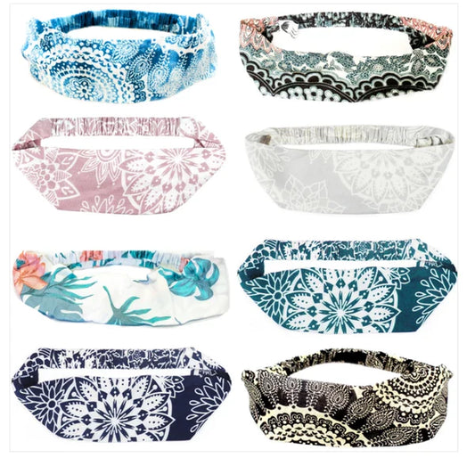 Elastic Back Headband - Pink & Grey