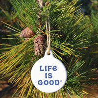 LIFE IS GOOD White CANDY CANE ORNAMENT