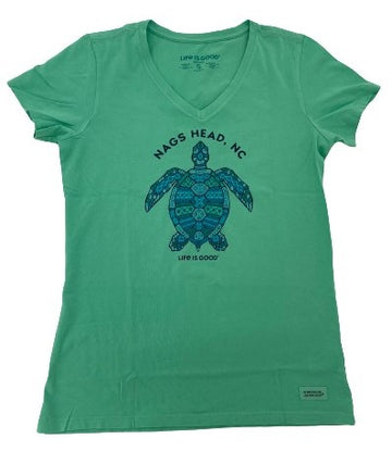 Life is Good - Outer Banks Nags Head Tribal Sea Turtle T-Shirt