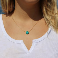 Salty Cali Turquoise Tear Drop Pendant 18k Gold Necklace - Water Resistant