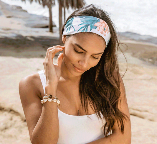 Wire Headband - WHITE & CORAL TROPICAL