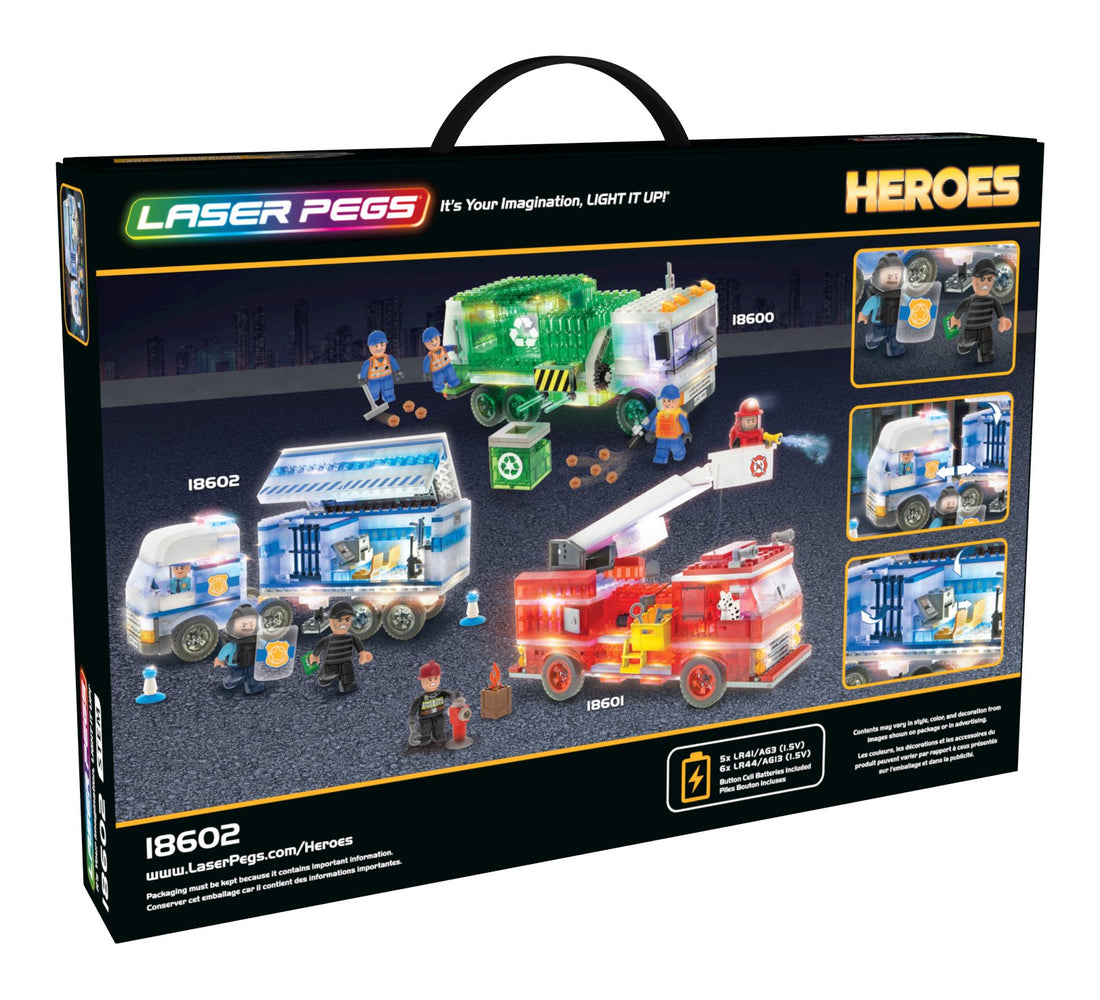 Laser Pegs Mobile Police Unit Light Up Building Kit (300Piece)