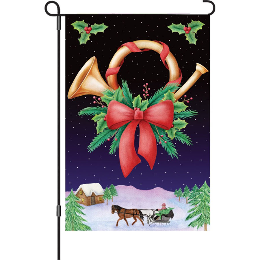 12" Garden Flag - Holiday Horn