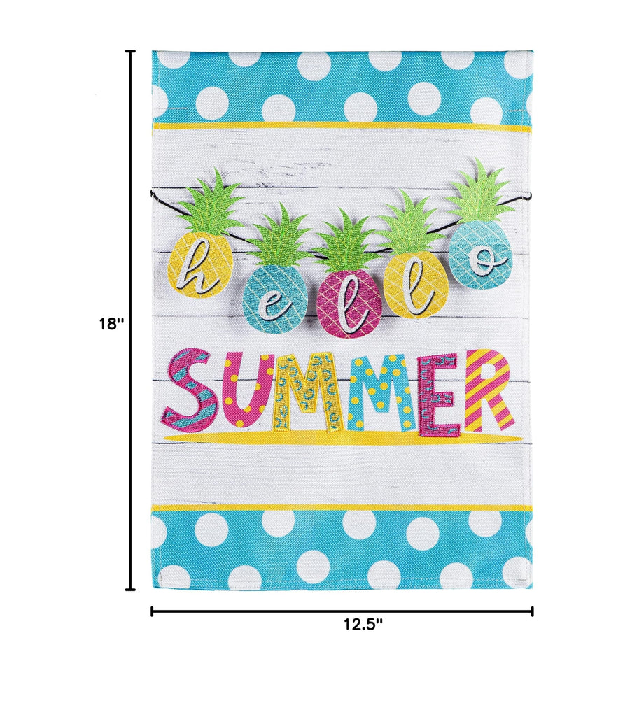 Evergreen Hello Summer Pineapple Banner Garden Burlap Flag