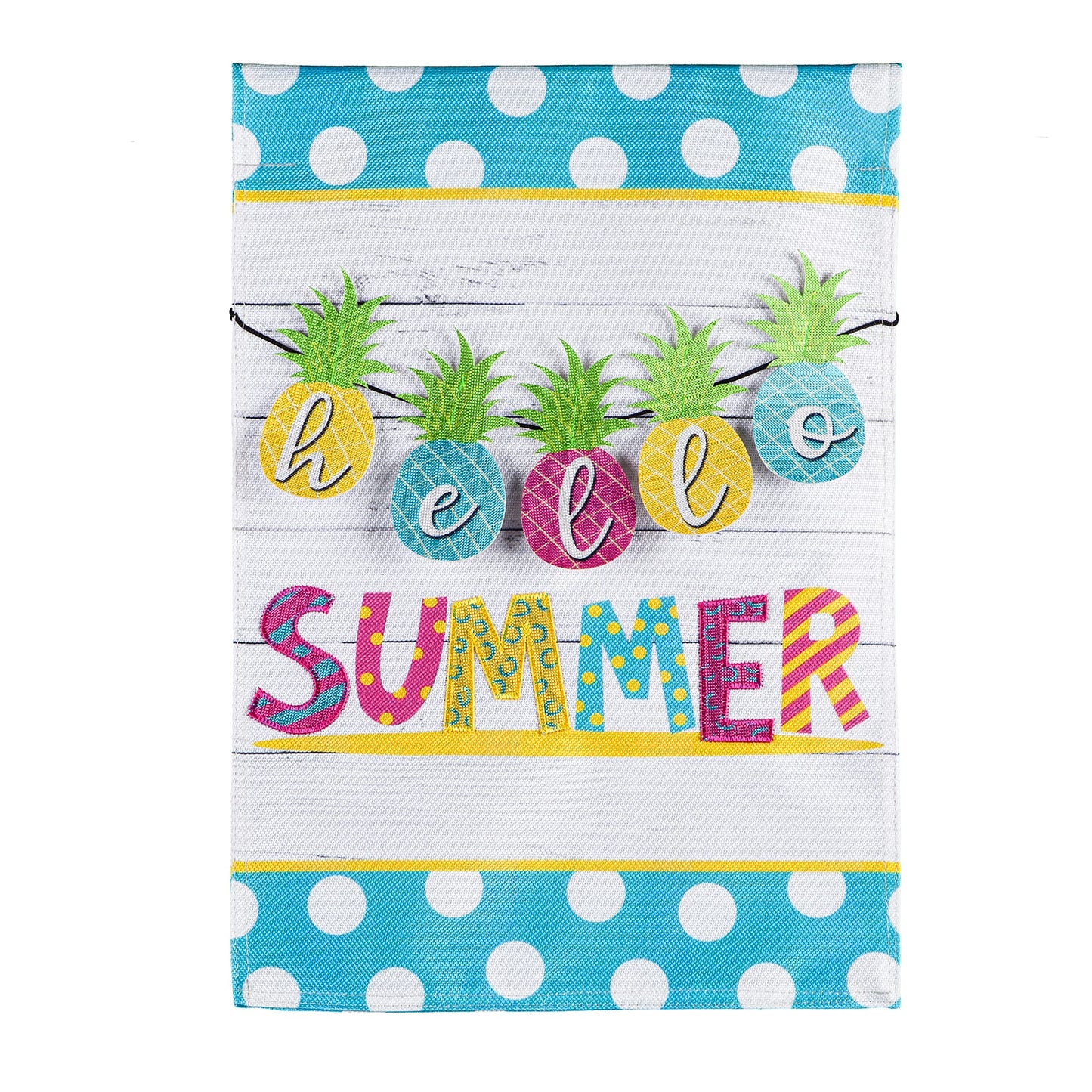 Evergreen Hello Summer Pineapple Banner Garden Burlap Flag