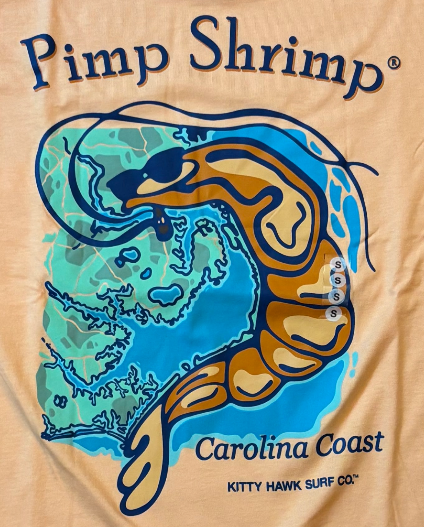 KHSC x Pimp Shrimp - Carolina Coast Pocket T-Shirt - Peach Fuzz