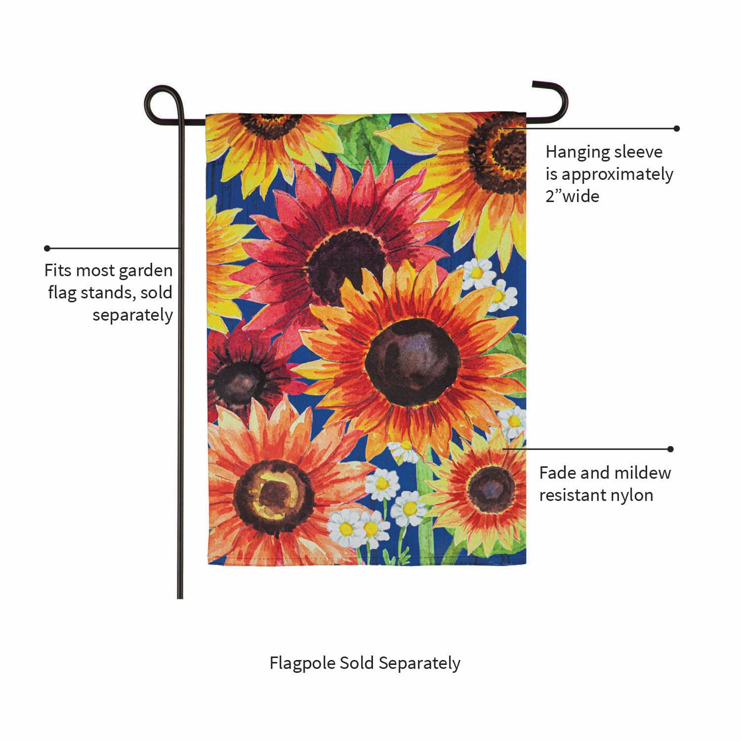 Multi-Color Fall Sunflowers Garden Suede Flag - 12.5