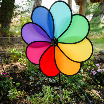 Rainbow Dazy 8-Petal 19" Garden Spinner