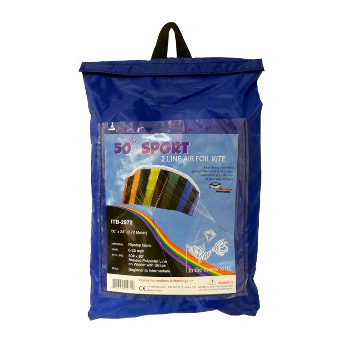 50" Airfoil Stunt Kite - Dark Rainbow