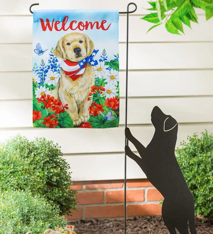 Dog with Patriotic Bandana Garden Suede Flag