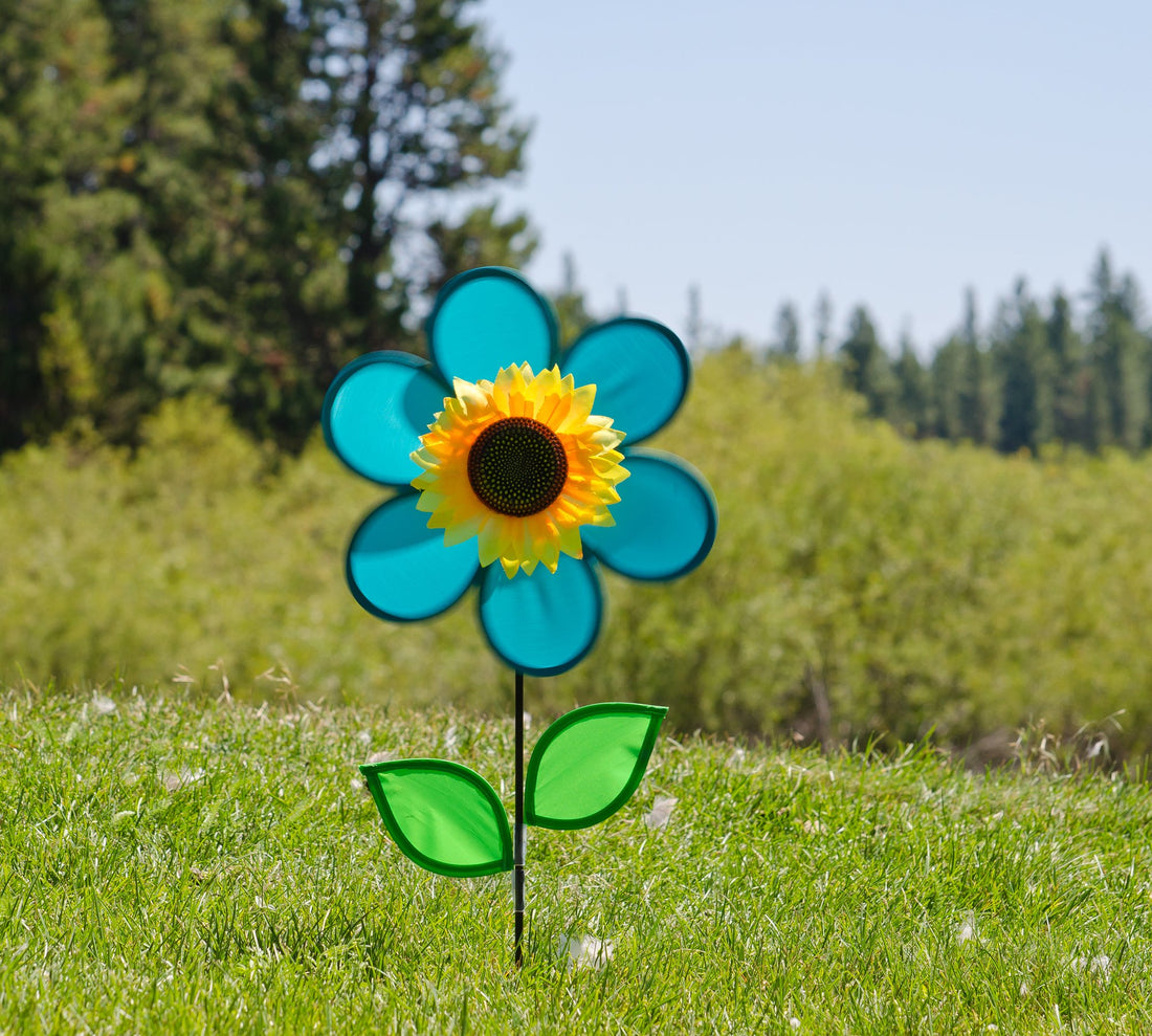 12" Sunflower Wind Spinner - Teal