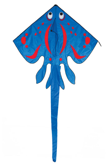 In the Breeze Stingray Kite - Large Single Line Kite - Ripstop Fabric - Kite Line and Bag Included,Blue/Red,72" W x 134" H,3220