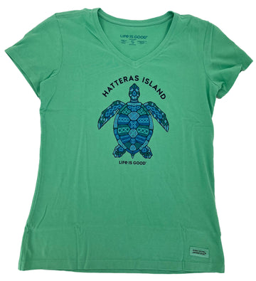 Life is Good - Outer Banks Hatteras Island Tribal Sea Turtle T-Shirt
