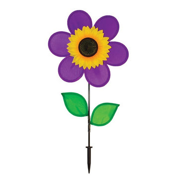 In the Breeze - 12" PURPLE SUNFLOWER WITH LEAVES