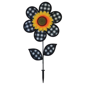 12" Gingham Sunflower with Leaves