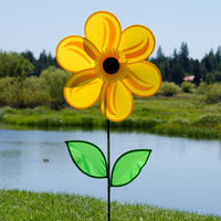 In The Breeze - 19" Sunflower With Leaves Spinner