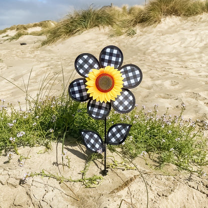 12" Sunflower Wind Spinner - Gingham
