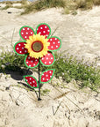 In The Breeze - 12" POLKA DOT SUNFLOWER WITH LEAVES