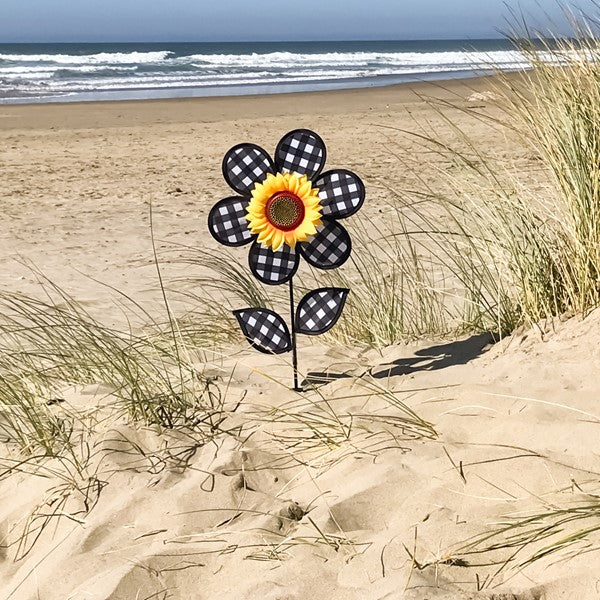 12" Sunflower Wind Spinner - Gingham