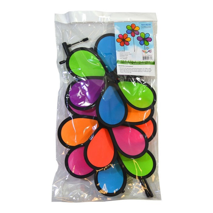 In The Breeze - 10" NEON FLOWER SPINNER ASSORTMENT - 3 PACK