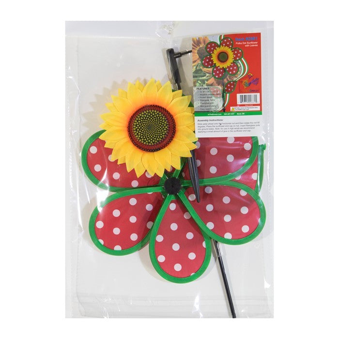 In The Breeze - 12" POLKA DOT SUNFLOWER WITH LEAVES