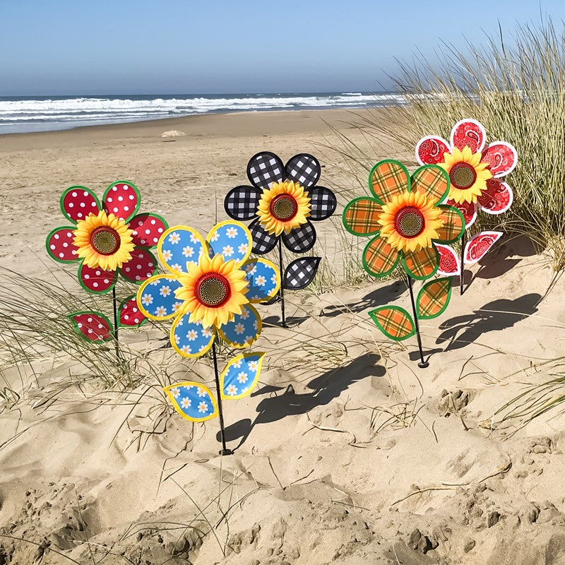 12" Sunflower Wind Spinner - Gingham