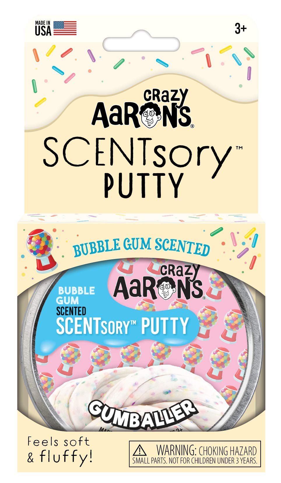 Crazy Aaron's Thinking Putty 2.75" Tin - Bubblegum Scented Putty - SCENTSory Gumballer - Soft Texture, Never Dries Out