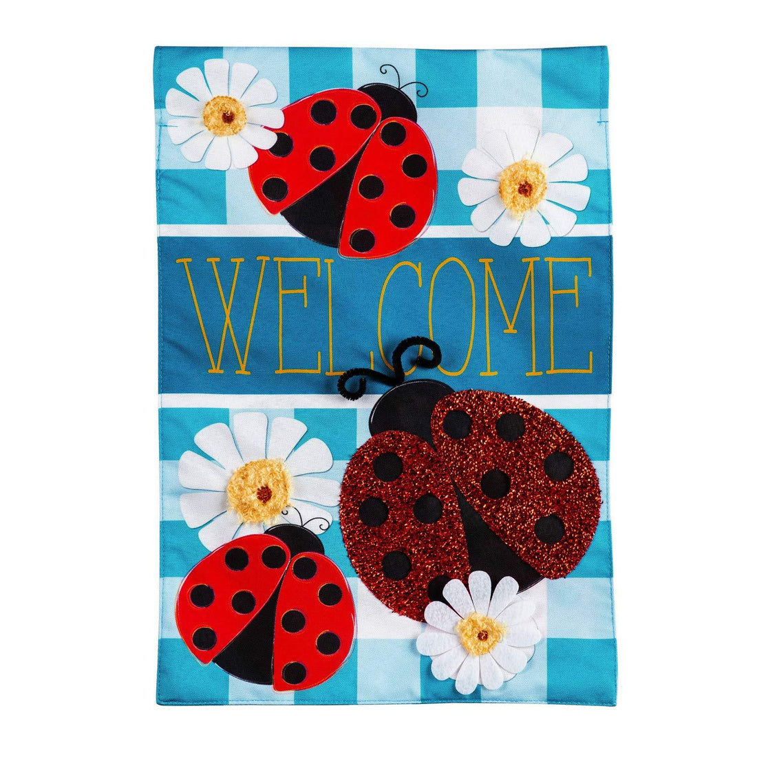 Ladybug Plaid Welcome House Flag - Kitty Hawk Kites Online Store