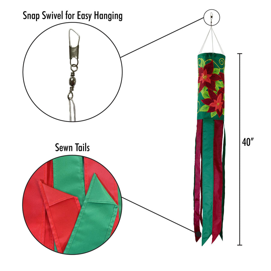 In the Breeze - Poinsettia Holiday Windsock
