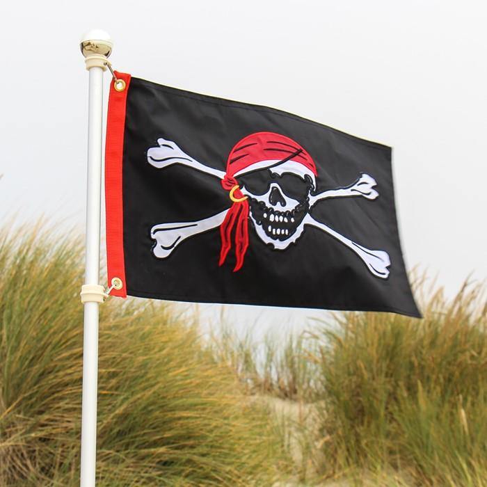 Jolly Roger Applique 12x18 Inch Grommeted Flag - Kitty Hawk Kites Online Store