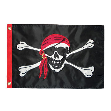 Jolly Roger Applique 12x18 Inch Grommeted Flag - Kitty Hawk Kites Online Store