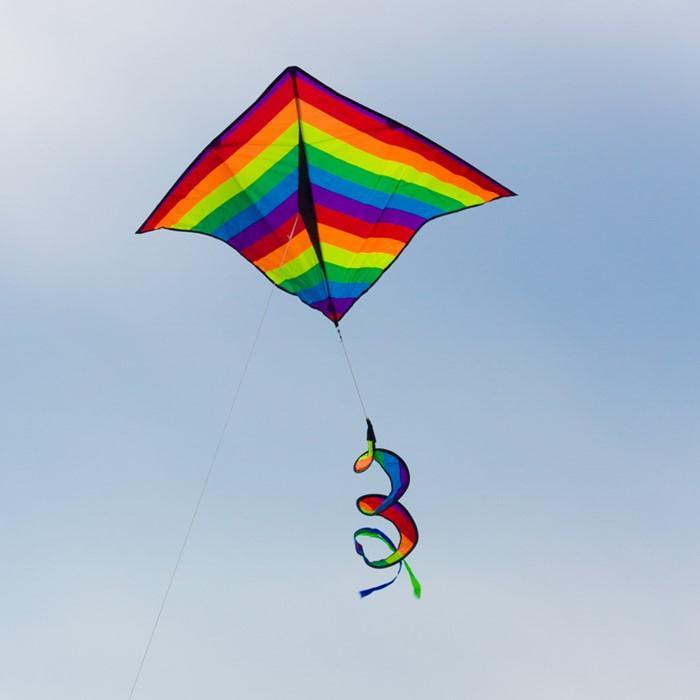 Rainbow Stripe 46 Inch Delta Kite W Spinning Tail - Kitty Hawk Kites Online Store