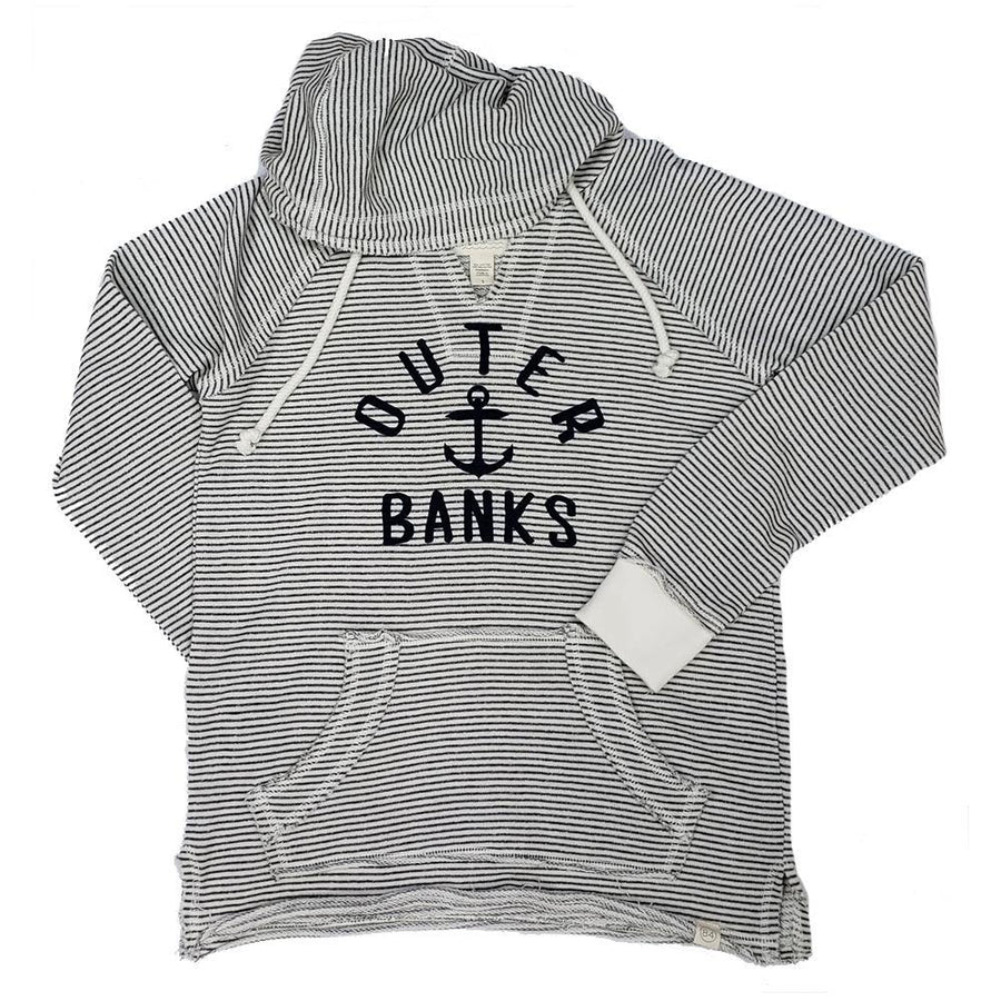 Outer Banks Striped Baffled Anchor Hoodie - Kitty Hawk Kites Online Store