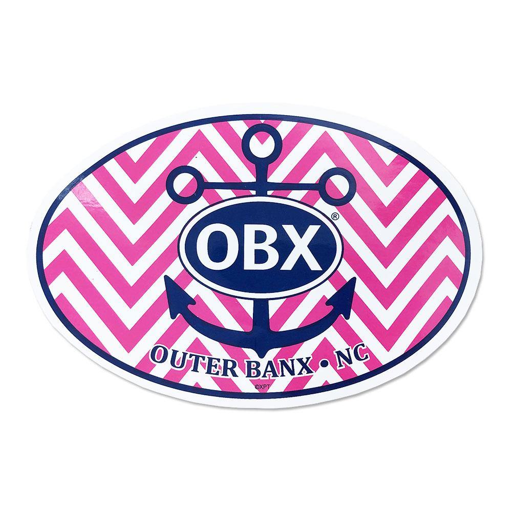 OBX Anchor Chevron Oval Sticker - Kitty Hawk Kites Online Store