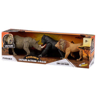 Kid Galaxy Lion, Rhino, Gorilla Plastic Educational Posable Safari Animal Figures (3 Piece), Yellow - Kitty Hawk Kites Online Store