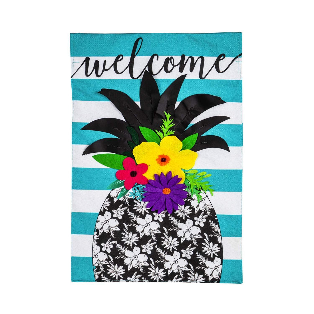Floral Pineapple Welcome House Flag - Kitty Hawk Kites Online Store