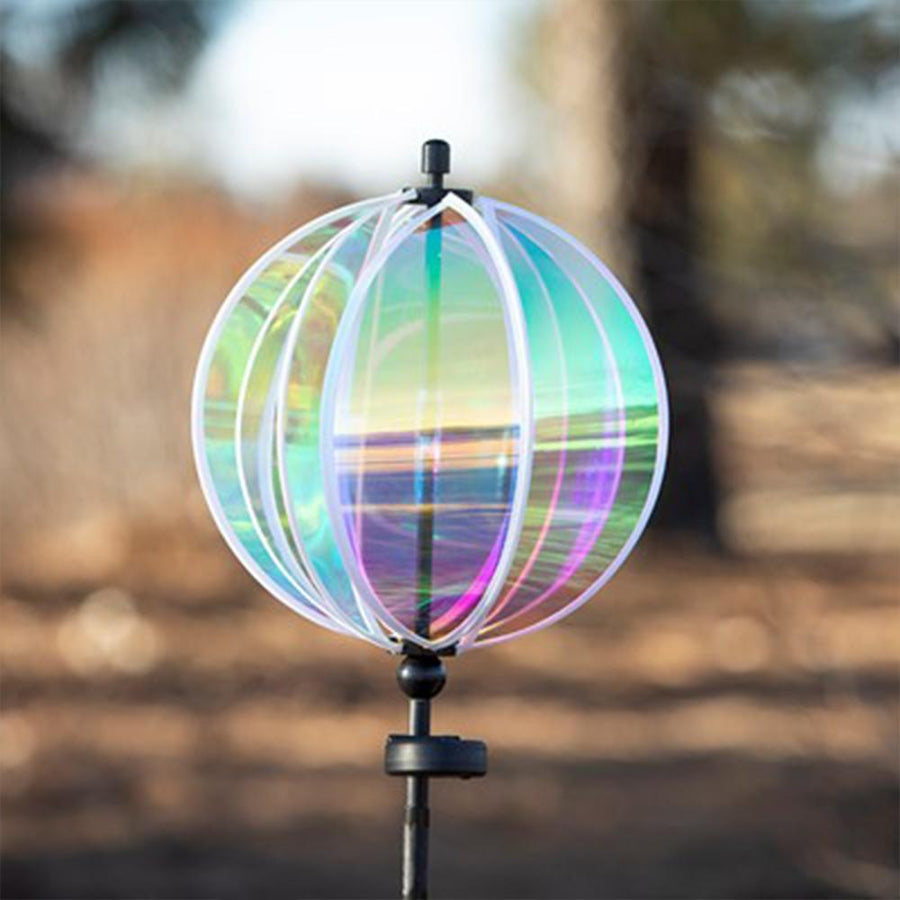Iridescent 11" Gazing Ball Spinner with Solar Light - Kitty Hawk Kites Online Store