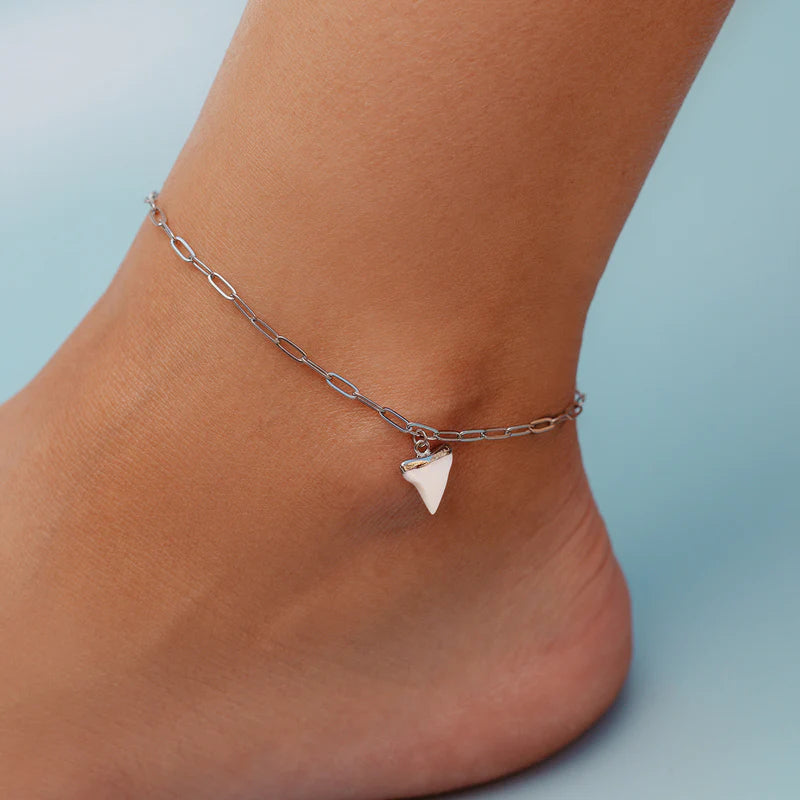 Pura Vida Shark Tooth Paperclip Chain Anklet - Kitty Hawk Kites Online Store