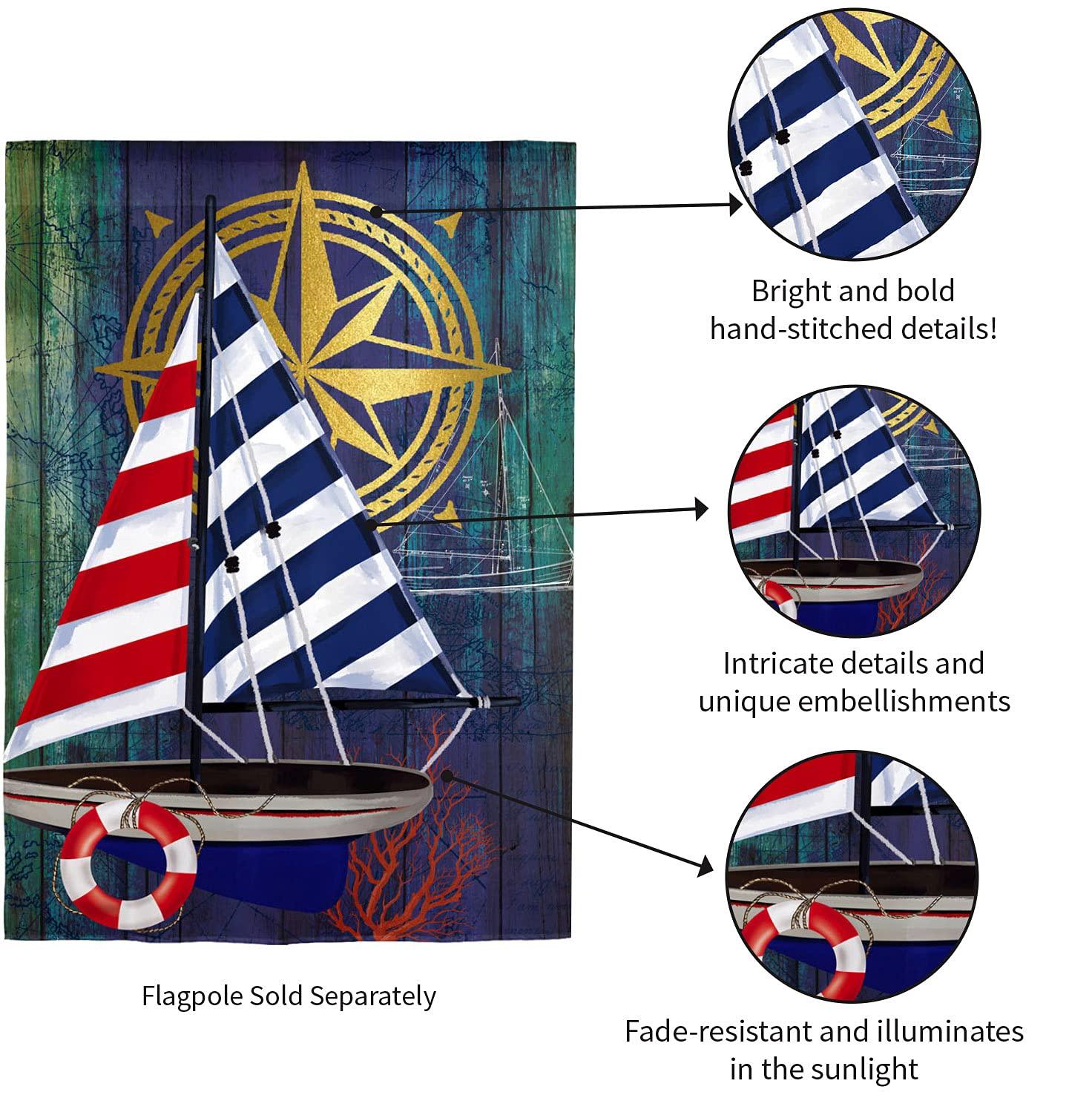 Nautical Collage Garden Linen Flag - Kitty Hawk Kites Online Store