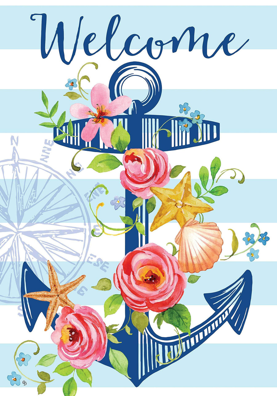 Floral Anchor Welcome Flag - Kitty Hawk Kites Online Store