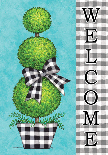 Gingham Topiary Welcome Flag - Kitty Hawk Kites Online Store