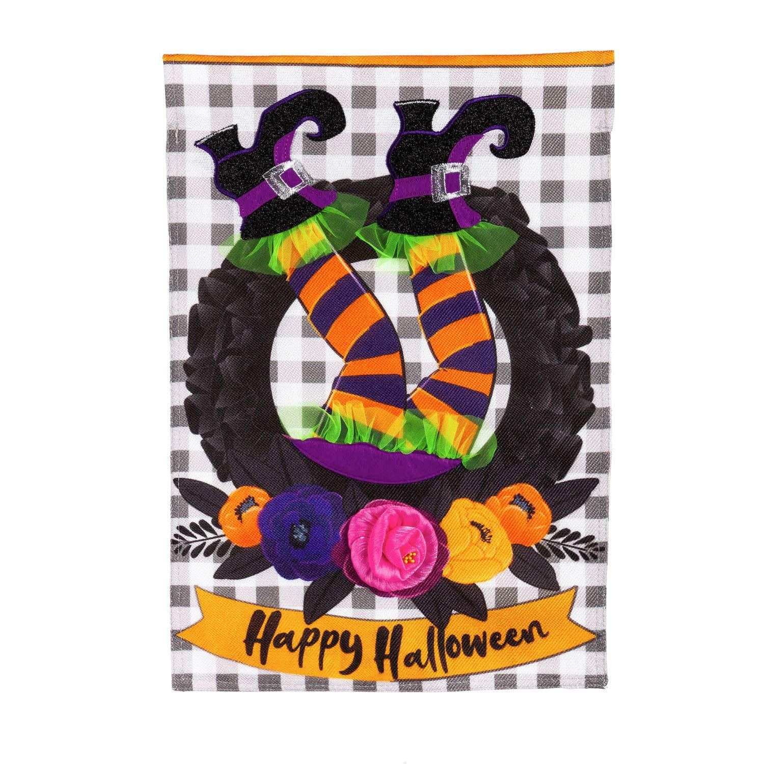 Evergreen Flag Witch Wreath Garden Burlap Flag - Kitty Hawk Kites Online Store