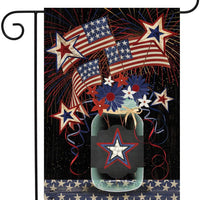 Patriotic Fireworks Mason Jar Garden Flag - Kitty Hawk Kites Online Store