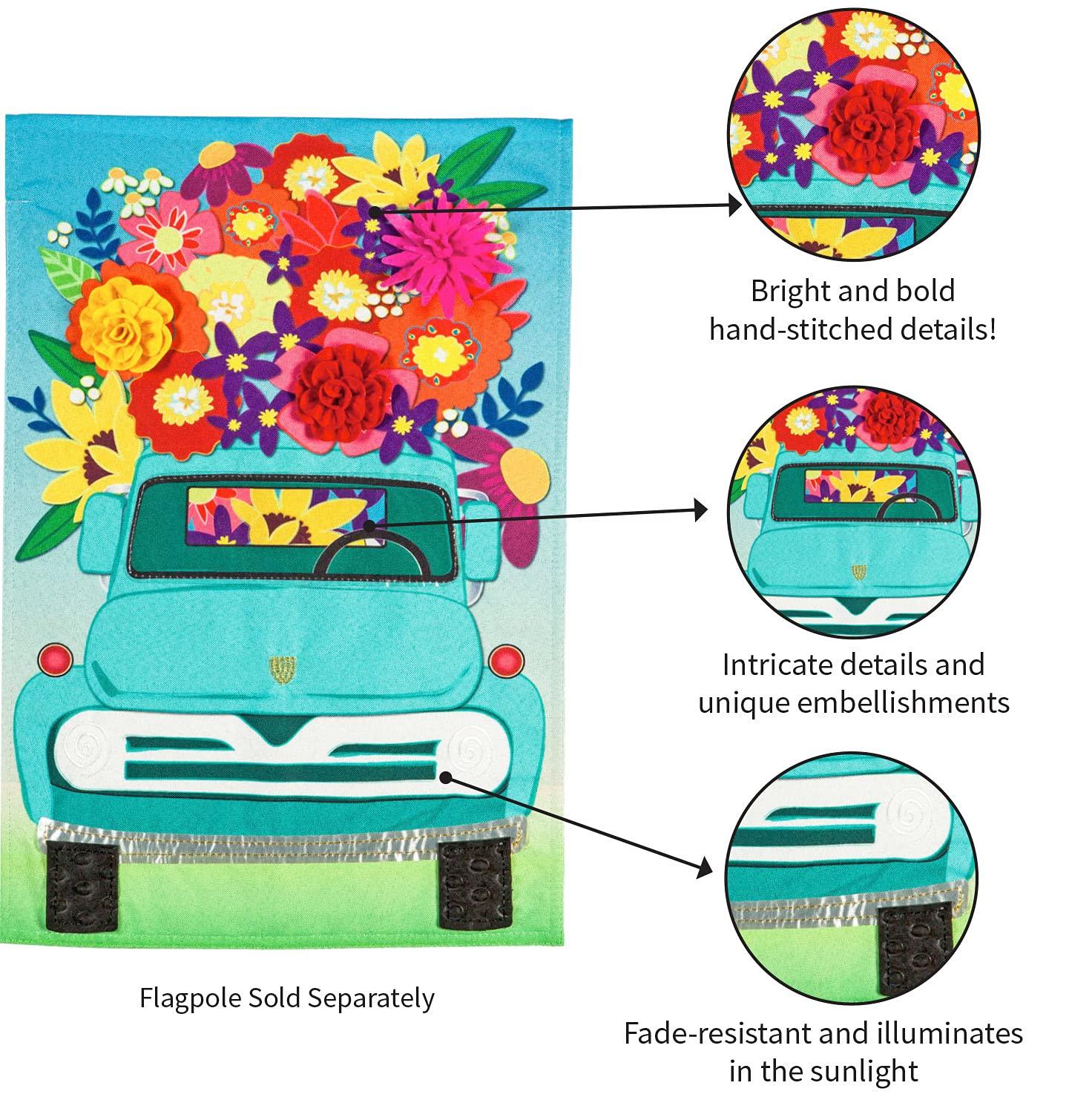 Mint Flower Truck Garden Flag - Kitty Hawk Kites Online Store