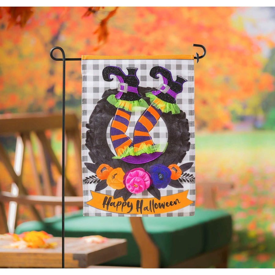 Evergreen Flag Witch Wreath Garden Burlap Flag - Kitty Hawk Kites Online Store