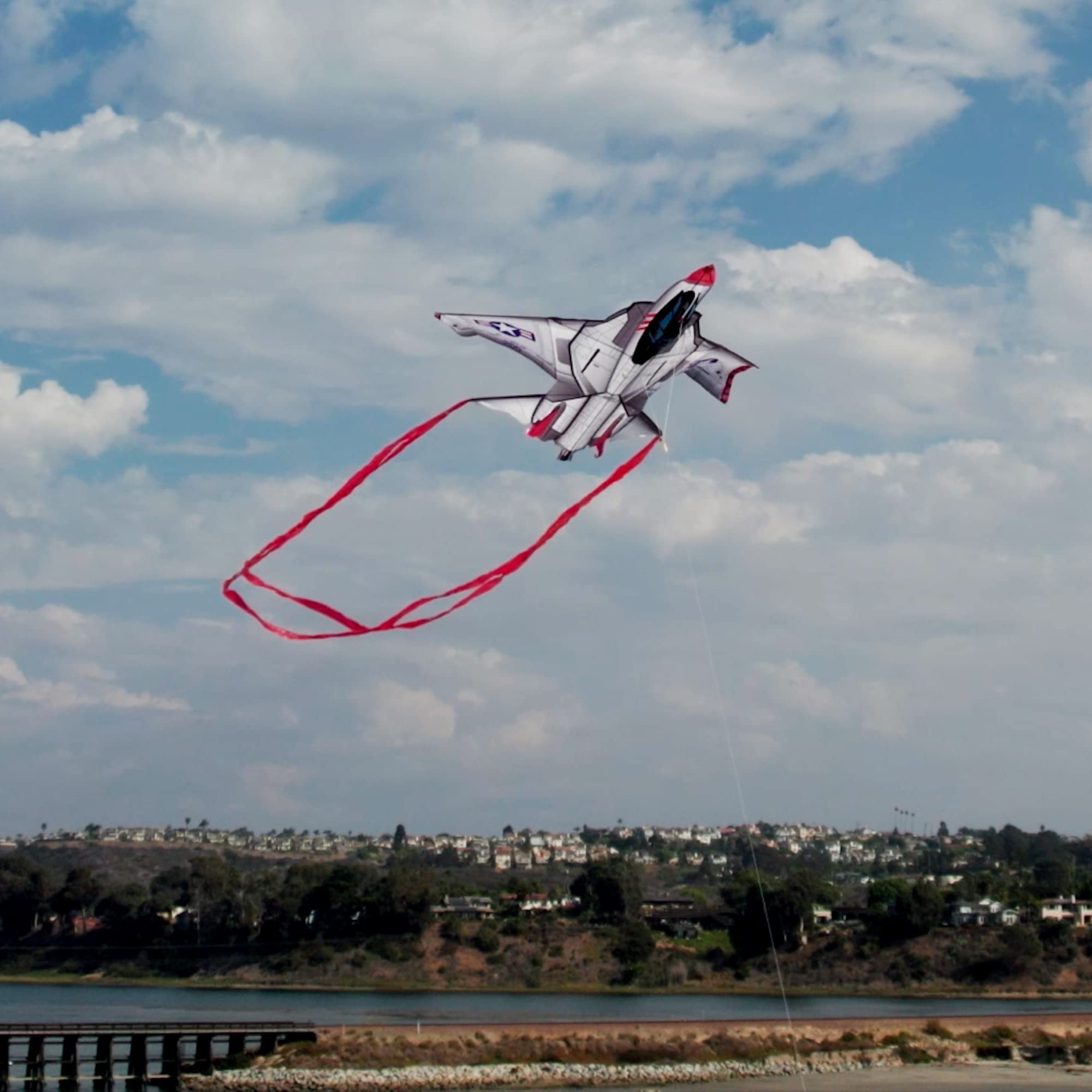 WindNSun Supersized Fighter Jet Nylon Kite w/ 3D Cockpit, 57 Inches Wide