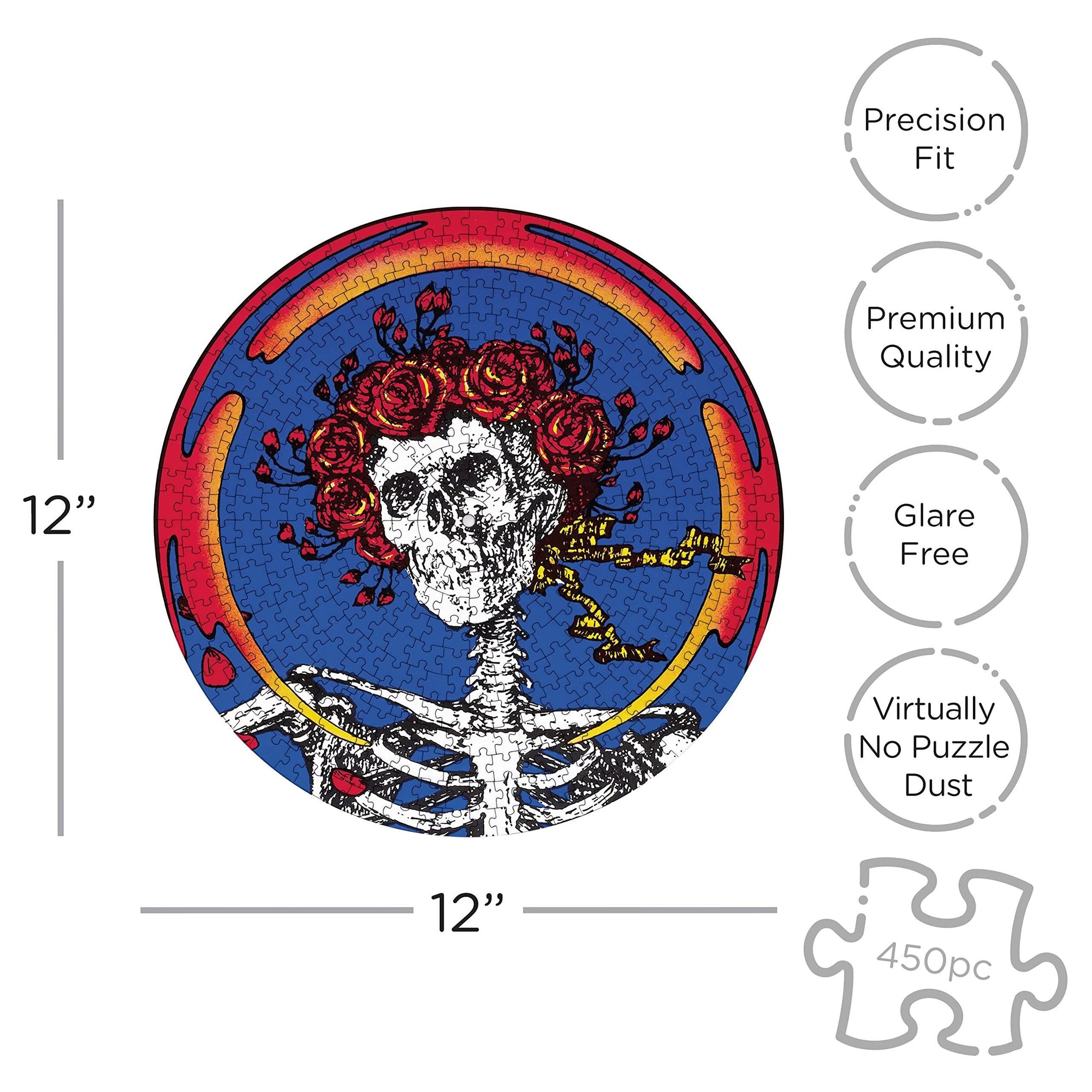 Grateful Dead Skull &amp; Roses Record Disc Puzzle - 450 Piece Jigsaw Puzzle - Kitty Hawk Kites Online Store