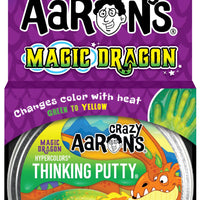 Crazy Aaron's Color Changing Putty - 4" Magic Dragon Hypercolor - Green and Yellow Color Changing Putty, Never Dries Out