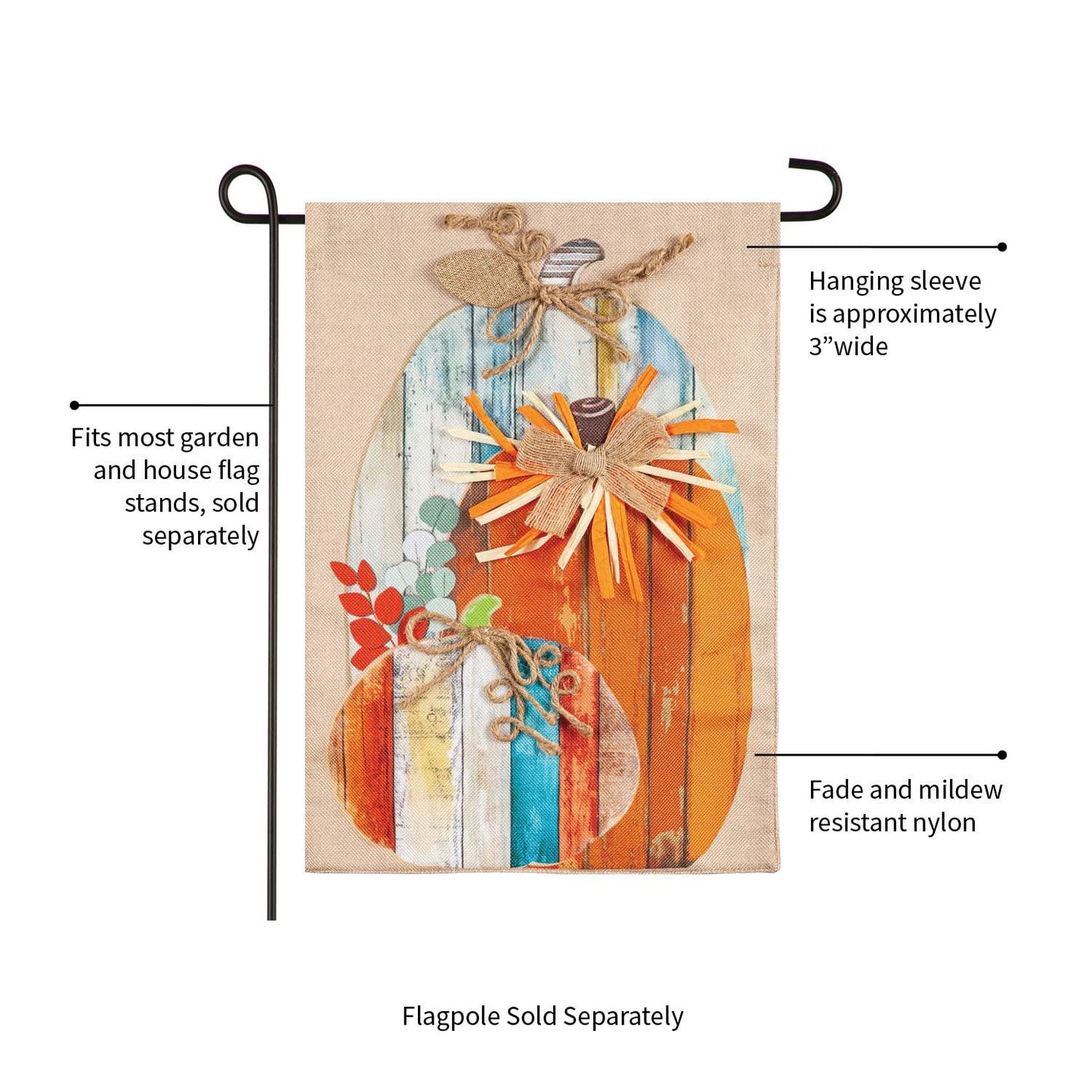 Wood Plank Pumpkins Burlap Garden Flag - Kitty Hawk Kites Online Store