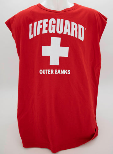 Outer Banks Lifeguard Muscle Tee - Red - Kitty Hawk Kites Online Store